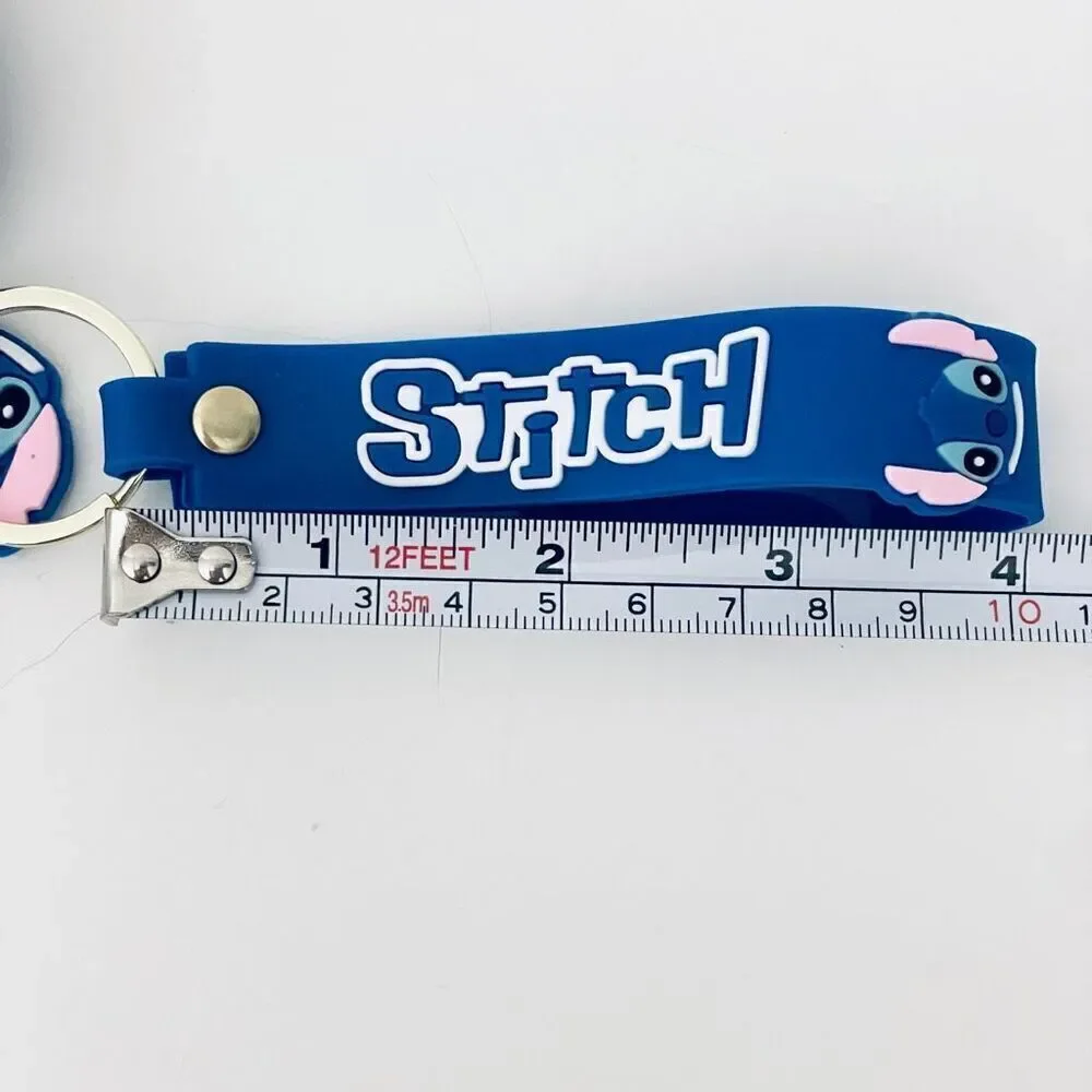 NWT Disney We love Stitch on Moped Blue Wristlet Key holder Keyring Keychain